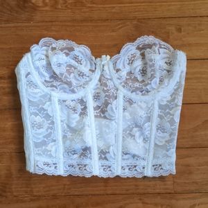 Vintage White Lace Bustier Bra